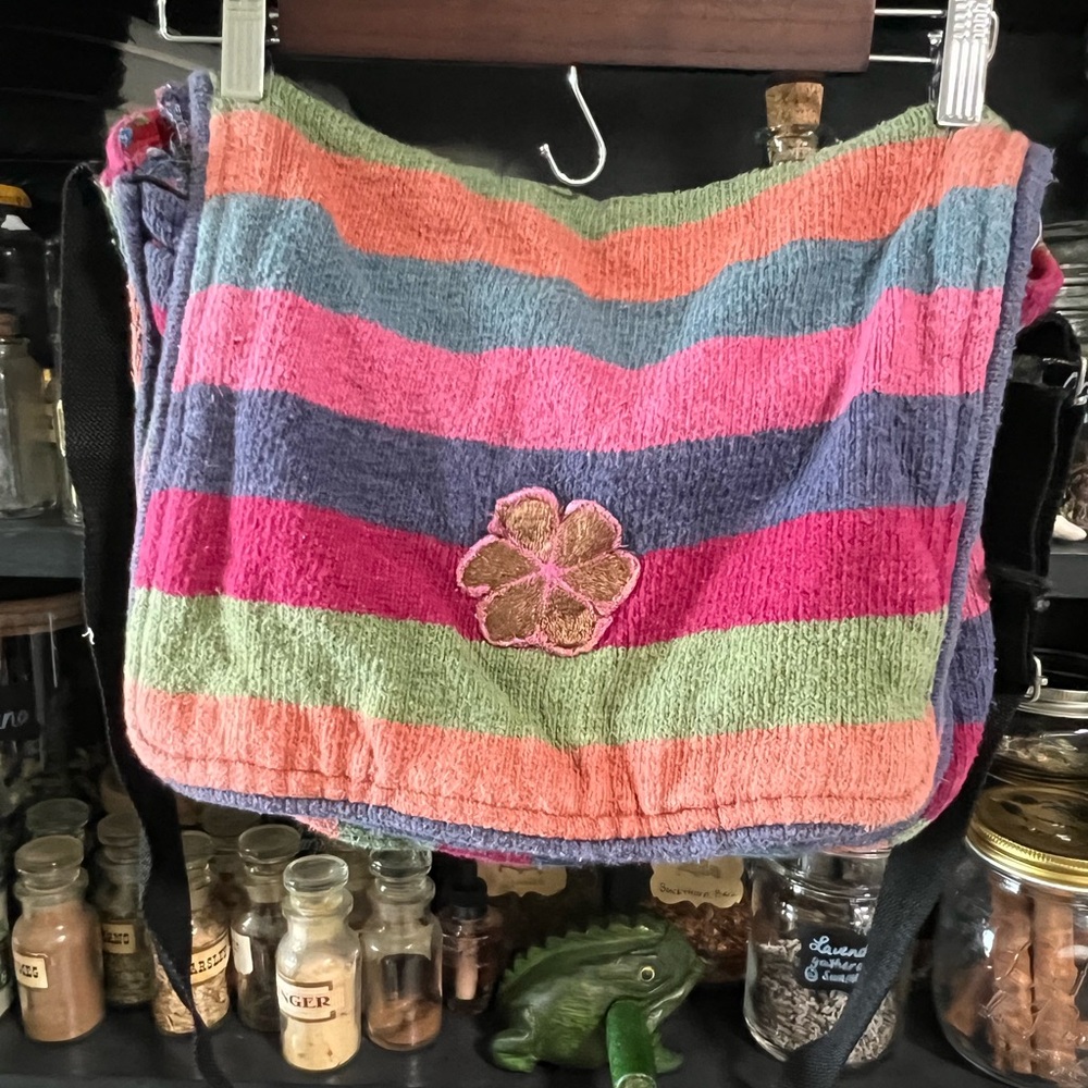 Handmade Sweater Knit Rainbow Messenger Bag
